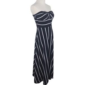 Y2K Strapless Cutout Maxi Dress S Navy White Stripe Love…Ady NWT Made in USA